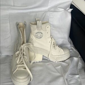 Converse Cream High-Top Platform Sneakers